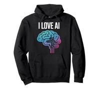 I Love AI Brain Circuit Design Innovazione Felpa con Cappuccio