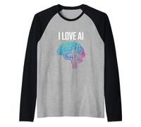 I Love AI Brain Circuit Design Innovazione Maglia con Maniche Raglan