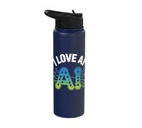 I Love AI Circuit Tech Appassionato Design Stainless Steel Insulated Water Bottle