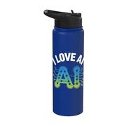 I Love AI Circuit Tech Appassionato Design Stainless Steel Insulated Water Bottle