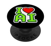 I Love AI Heart Ingegnere Specialista di Intelligenza Artificiale PopSockets PopGrip Adesivo