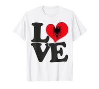 I Love Albania Flag Heart Viaggio Patriottico Maglietta