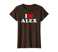 I Love Alex, Io Amo Alex Maglietta, Donna, Marrone, XXL