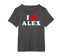 I Love Alex, Io Amo Alex Maglietta, Donna Plus-Size, Grigio Scuro, 4X