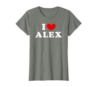 I Love Alex, Io Amo Alex Maglietta, Donna, Verde Militare mélange, S
