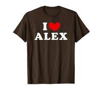I Love Alex, Io Amo Alex Maglietta, Uomo, Marrone, M