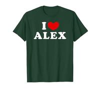 I Love Alex, Io Amo Alex Maglietta, Uomo, Verde Foresta, L