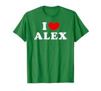 I Love Alex, Io Amo Alex Maglietta, Uomo, Verde Mela, S