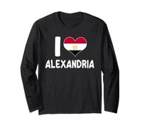 I Love Alexandria Heart Design - Pride Patriottico Egiziano Maglia a Manica
