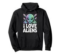 I Love Aliens Carino Extraterrestre Sorriso Felpa con Cappuccio