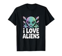 I Love Aliens Carino Extraterrestre Sorriso Maglietta