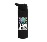 I Love Aliens Carino Extraterrestre Sorriso Stainless Steel Insulated Water Bottle