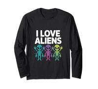 I Love Aliens Galactic Humor Spazio Divertimento Maglia a Manica