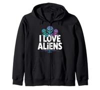 I Love Aliens Outer Space Adventure Felpa con Cappuccio
