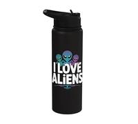 I Love Aliens Outer Space Adventure Stainless Steel Insulated Water Bottle