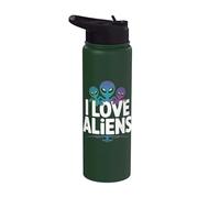 I Love Aliens Outer Space Adventure Stainless Steel Insulated Water Bottle