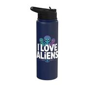 I Love Aliens Outer Space Adventure Stainless Steel Insulated Water Bottle