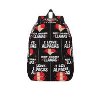 I Love Alpacas, zaino in tela per computer portatile, con cinghie regolabili, stile vintage, casual, scuola, viaggi, attività all'aperto, lavoro, campeggio, Nero , M
