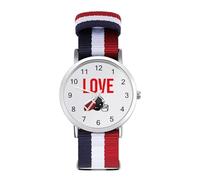 I Love American Football Rugby Sport Watch per uomo donna cinturino in nylon orologio da polso analogico al quarzo, Stile:, regular, Cinturino