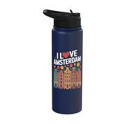 I Love Amsterdam Cuore Tulipani Case Stainless Steel Insulated Water Bottle