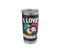 I Love Animals Dolphin Fox Panda Cuore Bicchiere termico in acciaio inox doppia parete
