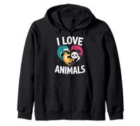 I Love Animals Dolphin Fox Panda Cuore Felpa con Cappuccio