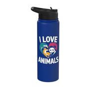 I Love Animals Dolphin Fox Panda Cuore Stainless Steel Insulated Water Bottle