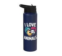 I Love Animals Dolphin Fox Panda Cuore Stainless Steel Insulated Water Bottle
