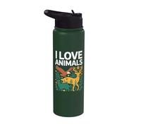 I Love Animals Wildlife Foresta Scena Stainless Steel Insulated Water Bottle