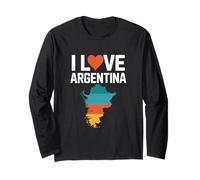I Love Argentina Cuore Mappa Design Maglia a Manica