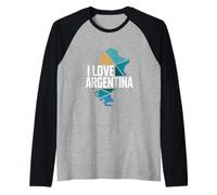 I Love Argentina Map Mosaic Adventure Maglia con Maniche Raglan