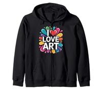 I Love Art - Cuore colorato con Schizzi Felpa con Cappuccio