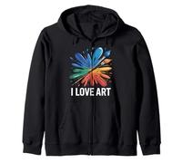 I Love Art - Pennello colorato con schizzi Felpa con Cappuccio
