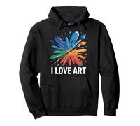 I Love Art - Pennello colorato con schizzi Felpa con Cappuccio