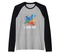 I Love Art - Pennello colorato con schizzi Maglia con Maniche Raglan