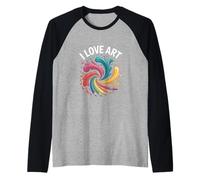 I Love Art - Vernice Colorata con Disegno a Spruzzi Maglia con Maniche Raglan