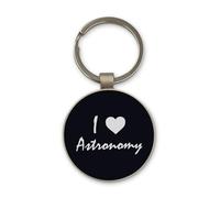 I Love Astronomy Natural Science Keychain, Black Glass Circle Design, Custom, Portachiavi in acciaio