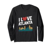 I Love Atlanta Skyline Heartbeat Connessione Maglia a Manica