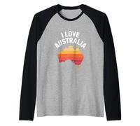 I Love Australia Tramonto Mappa Avventura Maglia con Maniche Raglan