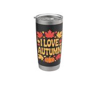 I Love Autumn Fall Zucca Foglie Magiche Bicchiere termico in acciaio inox doppia parete