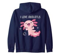 I Love Axolotls - Cute Amphibian Salamander Cartoon Graphic Felpa con Cappuccio