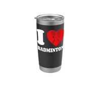 I Love Badminton Amanti Cuore Passione Racchette Birdies Bicchiere termico in acciaio inox doppia parete