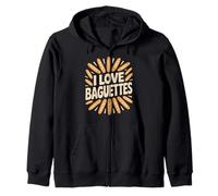 I Love Baguettes Grafica per Amanti del Pane Francese Felpa con Cappuccio