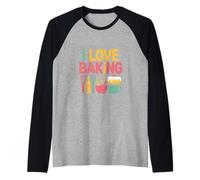 I Love Baking Frusta Spatola Cake Fun Maglia con Maniche Raglan
