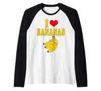I Love Bananas Costume Divertente Maglia con Maniche Raglan