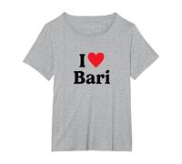 I Love Bari Maglietta, Donna Plus-Size, Grigio Melange, 3X