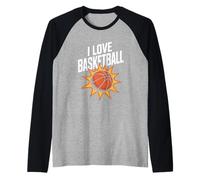 I Love Basketball Vibrant Sunburst Motivation Maglia con Maniche Raglan