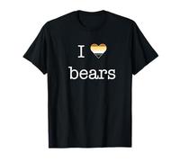 I Love Bears for Gay Bear Lovers Pride Flag Stripe Maglietta