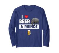 I Love Beer and Rhinos Divertente Bere Rinoceronte Safari Zoo Maglia a Manica