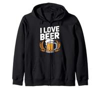I Love Beer Brew Mug Grano Cheers Felpa con Cappuccio